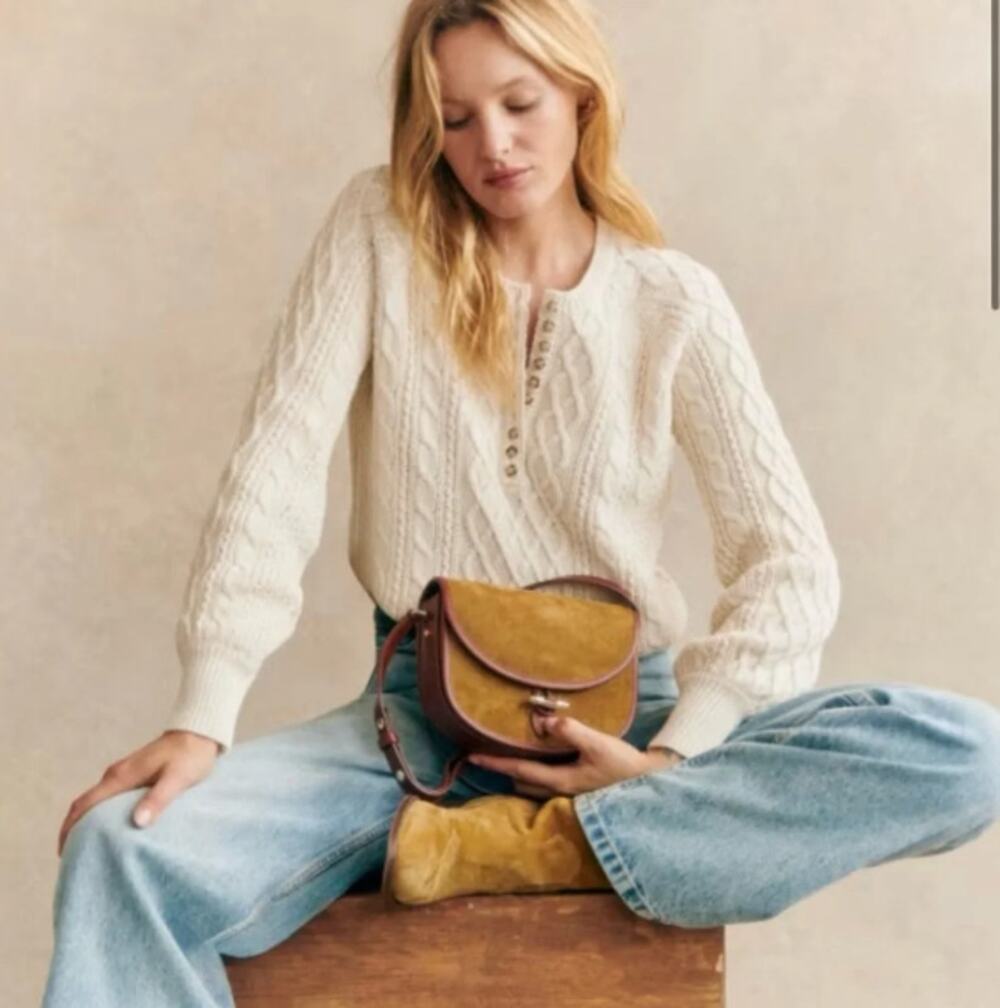 Sezane Bree Jumper Sweater XXS Cream Knitted Cotton
